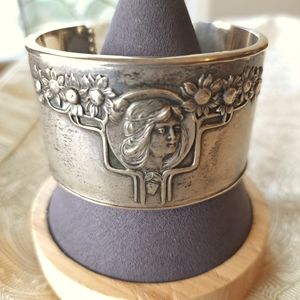 Art Nouveau Sterling Silver Cuff Bracelet